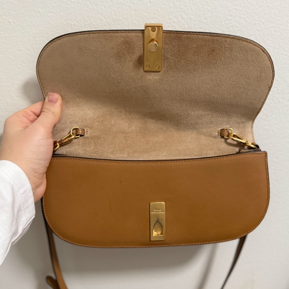 Polo Ralph Lauren Polo ID convertible leather clutch crossbody bag camel brown - Picture 7 of 15